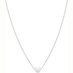 14K Gold or Sterling Silver Necklace with Freshwater Pearl Pendant Silver - 1 of 4