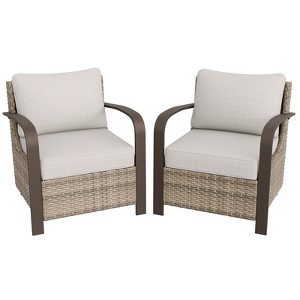 EAGLE PEAK Coastal Vista Patio Chair with Cushions, Outdoor Ratten Wicker Lounge Chair with Deep Seating - 1 of 4