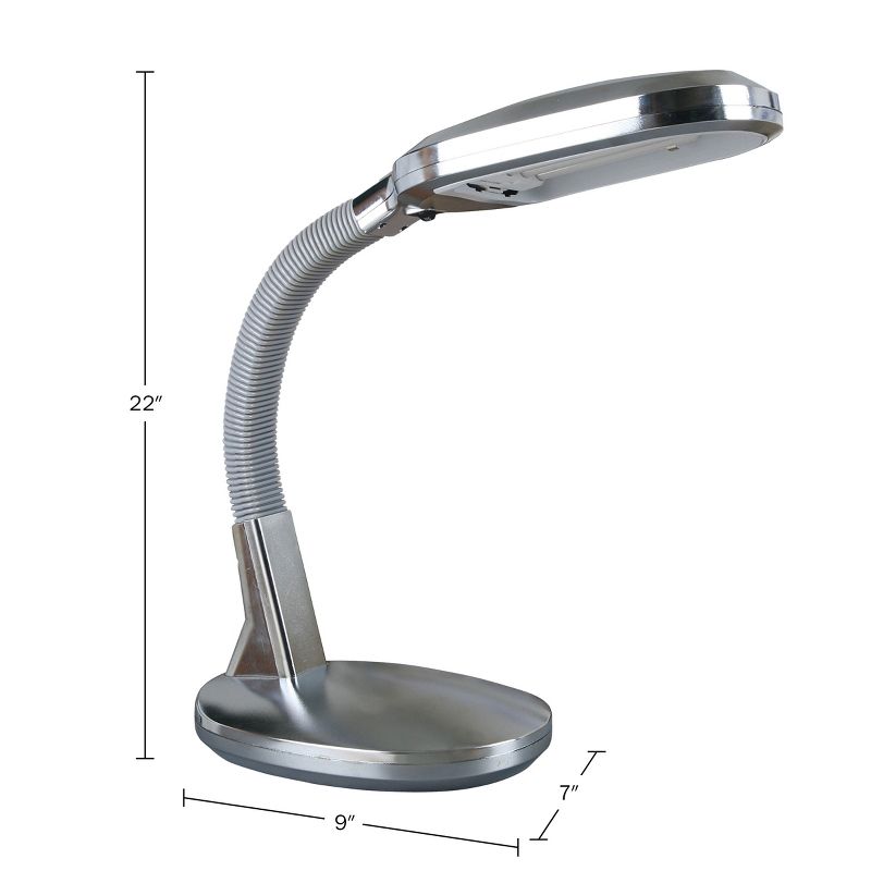 Hastings Home Natural Sunlight Desk Lamp with Adjustable Gooseneck for Home and Office - Silver, 4 of 5