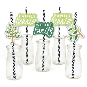 Big Dot of Happiness Family Tree Reunion - Paper Straw Decor - Family Gathering Party Striped Decorative Straws - Set of 24 - 1 of 4