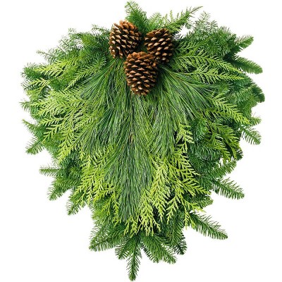 Live Fresh Cut Pacific Northwest Classic Timeless Holiday Door Swag - Van Zyverden