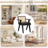 Accent Chair Mid-Century Modern Armchair With Rattan Backrest Padded Seat Upholstered Reading Chairs For Bedroom Living Room - 4 of 4