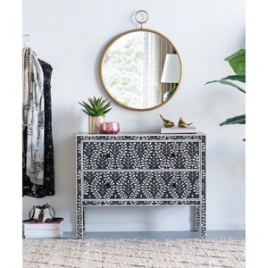 26inx 32inCircle Wall Mirror with Gold Metal Frame, Accent Mirror for Living Room, Entryway, Office - 1 of 1