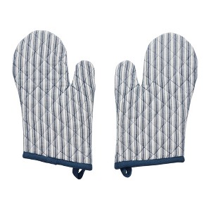 Sawyer Mill Blue Ticking Stripe Oven Mitt Set of 2 - 1 of 4