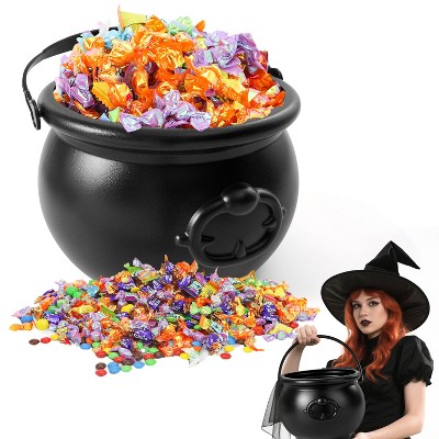 Joyfy 7.5'' Halloween Large Black Witch Cauldron, Halloween Witch Candy Pot, Candy Cauldron Holder, Halloween Party Favor Decoration