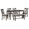 CAVINAS Dining Table Set for 6 Wooden Rectangular Dining Table with 4 Fabric Chairs and Bench for Kitchen - 4 of 4