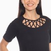 Women's Short Sleeve Criss-Cross Neck A-Line Dress - White Mark - 4 of 4