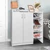 Tangkula Wooden Shoe Cabinet 2-Door Storage Entryway Shoes Organizer w/ Adjustable Shelves - 3 of 4