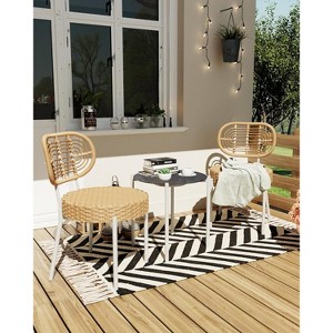 3 Piece Patio Bistro Set, Outdoor Wicker Chairs with Table, Rattan Patio Furniture Set for Outdoor, Patio, Deck, Backyard - 1 of 4