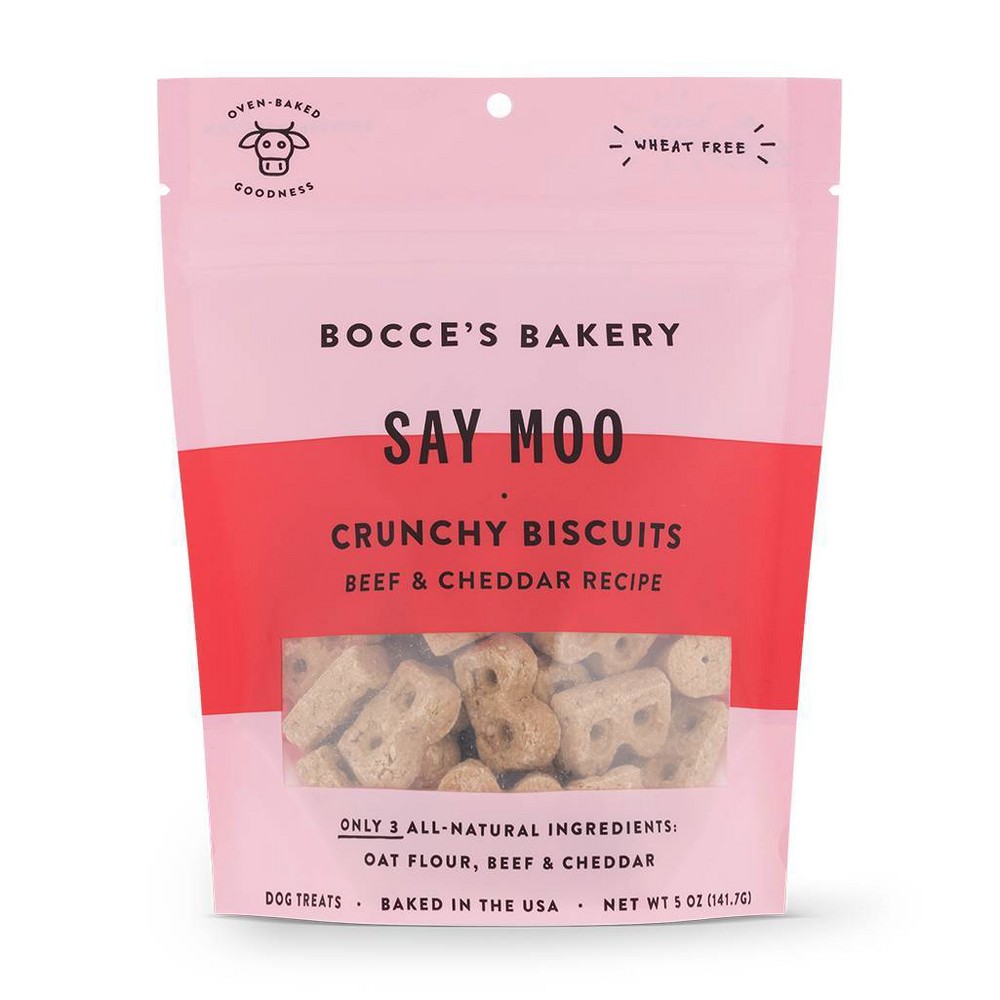 Bocce&#39;s Bakery Say Moo Beef and Cheddar Cheese Biscuits Dog Treats - 5oz