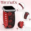HTUTWOO Rose Floral Engraved Apple Watch Band, Two-Tone Silicone Strap 38/40/41/42/44/45/49mm for iWatch Series 11 10 9 8 7 6 5 4 3 2 1 SE Ultra - 2 of 4