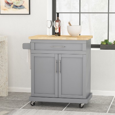 2 Doors 1 Storage Drawer Kitchen Island Utility Storage Cart with wheels-Christopher Knight Home