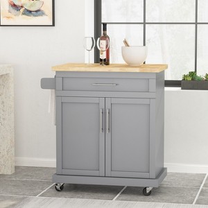 2 Doors 1 Storage Drawer Kitchen Island Utility Storage Cart with wheels-Christopher Knight Home - 1 of 4
