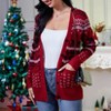 Women's Christmas Cardigan - Festive Knit Open Front Sweater with Holiday Patterns, Soft Long Sleeve Cozy Wrap for Xmas Party - 3 of 4