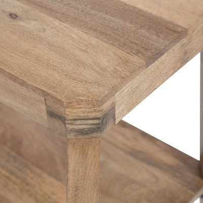 Natural Mango Wood Two-Tier Side Table