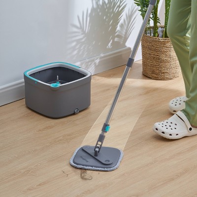 TrueClean Gray Microfiber Spin Mop and Bucket System
