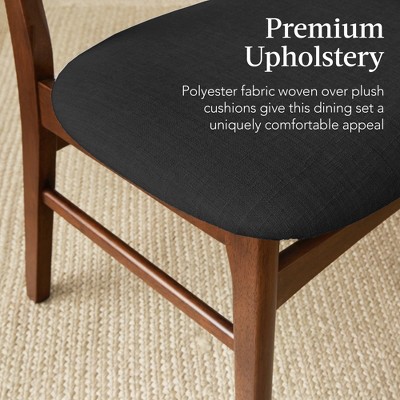 6-Piece Walnut and Charcoal Mid-Century Modern Dining Set with Bench