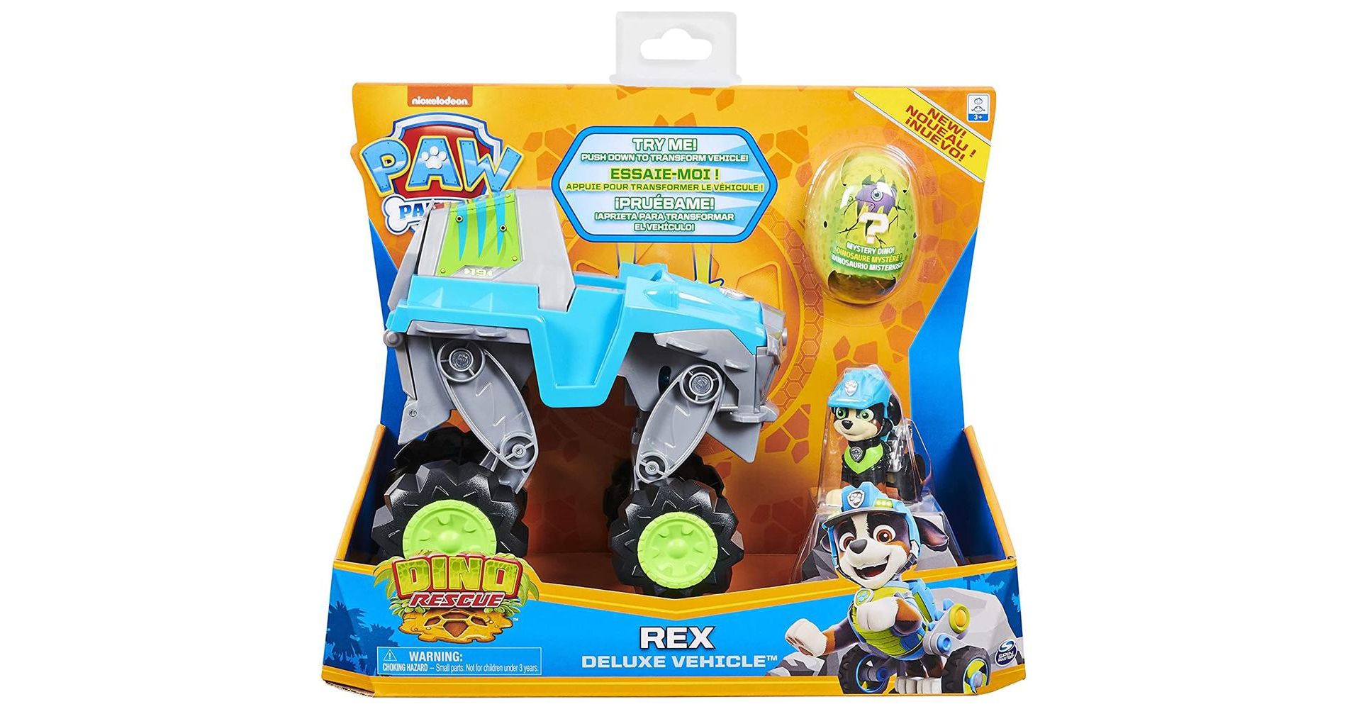 Paw Patrol, Dino Rescue Rex’s Transforming Vehicle with Mystery Dinosaur Figure