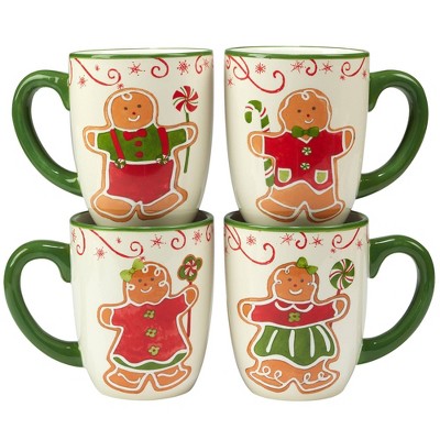 16oz 4pk Earthenware Holiday Magic Gingerbread Mugs - Certified  International