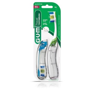 GUM Folding Travel Toothbrush, Compact  Travel, Adults, (Pack of 2, Colors may vary) - 1 of 3