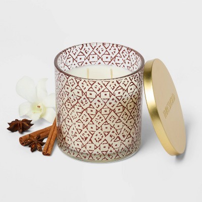 Warm Cider and Cinnamon Jar Candle Red White 12oz - Threshold™