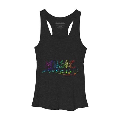 Women's Design By Humans Rainbow Yoga Music Notes By AleksandrYacenko Racerback Tank Top