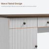 60" Fluted Executive Desk with Drawers, Wooden Home Office Desk with File Cabinet, Computer Writing Desk for Study, Modern Conference Table, White - 4 of 4