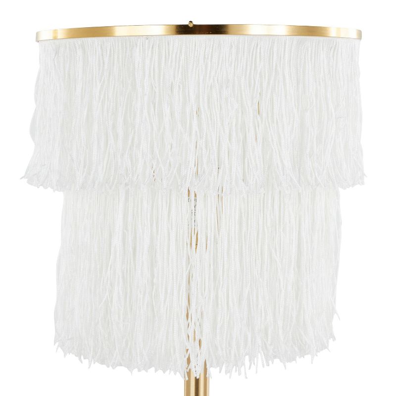 LumiSource (Set of 2) Fringe 25&#34; Contemporary Metal Buffet Lamps Royal Gold Metal and White Fringe from Grandview Gallery, 4 of 8