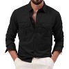 Coolmee Men's Button Down Shirt Texture Wrinkle Free Shirts Long Sleeve Untucked Shirt - 2 of 4