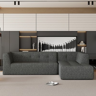 Whisen Modern Minimalist 2-Piece L-Shaped Upholstered Sofa Sectional Sofas