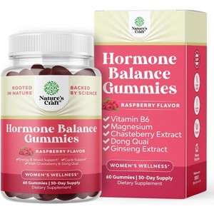 Hormone Balance Gummies for Women of All Ages, PMS Gummies and Cycle Support Supplements with Vitamin B6, Raspberry Flavor, Nature's Craft, 60ct - 1 of 4