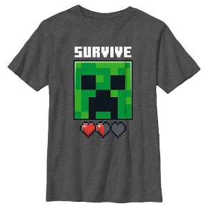Boy's Minecraft Creeper Survive Hearts T-Shirt - 1 of 4