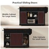 Farmhouse Rolling Kitchen Island Kitchen Storage Cart with Spice Rack, Glass Holders, Towel Rack & Drop Leaf - ModernLuxe - 4 of 4