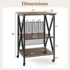 Costway 3-tier Record Player Stand with Metal Dividers Adjustable Shelf & Power Outlets - 3 of 4