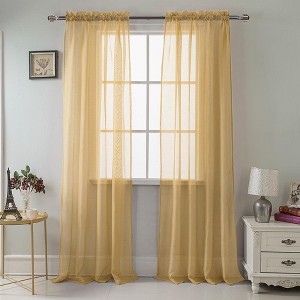 Ramallah Trading Celine Sheer Rod Pocket Curtain Panel - 55 x 90, Beige - 1 of 3