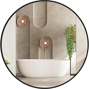 Round Wall Mirror for Bathroom Over Sink, Vanity and Entryway Decor - 1 of 4