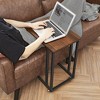End Table, C Shaped TV Tray with Metal Frame Rolling Casters for Coffee Laptop Mobile Tablet, Industrial Side Table - 2 of 4