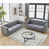3-Seater + 3-Seater Velvet Buttons Tufted Square Arm Sofa Set with Metal Legs, Nailhead Trim and Suitable for Living Room & Bedroom - 2 of 4