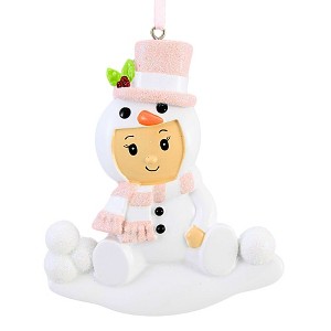 Polarx 3.75 In Baby Girl In Snowman Outfit Christmas Tree Ornament , Christmas Decor Baby's First (1PC) - 1 of 4