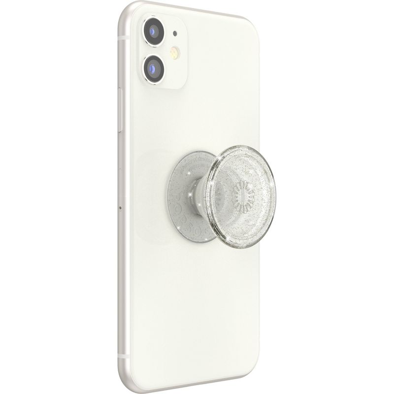 PopSockets PopGrip Cell Phone Grip &#38; Stand - Clear Glitter Silver, 6 of 7