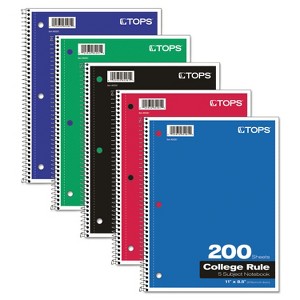 Tops Coil-Lock Wirebound Notebooks College/Medium 11 x 8 1/2 White 200 Sheets 65581 - 1 of 4