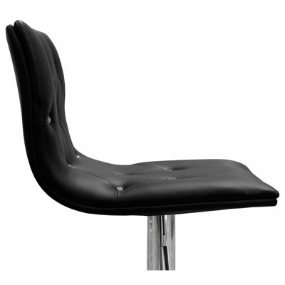 Adjustable Swivel Bar Stool in Black with Crystal Tufting (Set of 2)