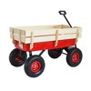outdoor sport wagon tools cart wooden side panels air tires Wagon (red) - 2 of 4