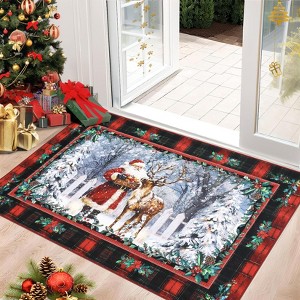 Christmas Kitchen Rugs and Mats Santa Claus Elk Non Slip Rugs Christmas Floor Mats for Kitchen Home Hallway Holiday Decor - 1 of 4
