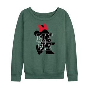 Women's - Disney - Silhouette Minnie Lightweight French Terry Wide Neck Long Sleeve Graphic Shirt - 1 of 4