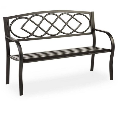 Celtic Knot Outdoor Garden Bench With Steel Frame Plow Hearth