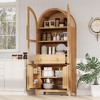 Whisen 71" Tall Arched Kitchen Pantry with Door Shelves, Hidden Drawer & Glass Door - 3 of 4