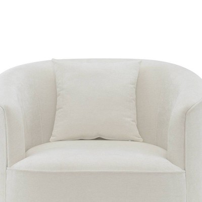 Odette Beige Chenille Barrel Accent Chair with Pillow