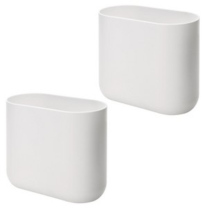 iDesign Set of 2 Small Oval Plastic Bathroom Trash Cans - 1 of 4