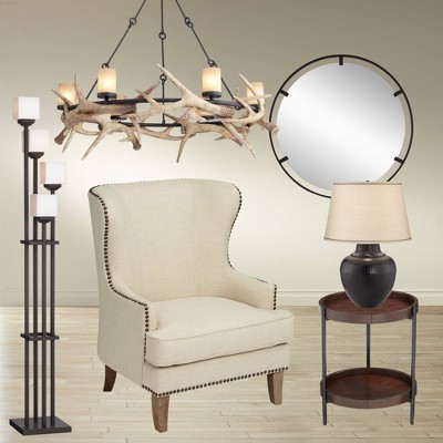 Starbird Round Black Metal Openwork Wall Mirror 34"